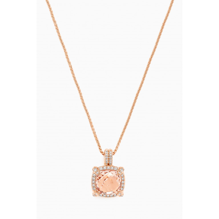 David Yurman - Chatelaine® Diamond & Morganite Necklace in 18kt Rose Gold