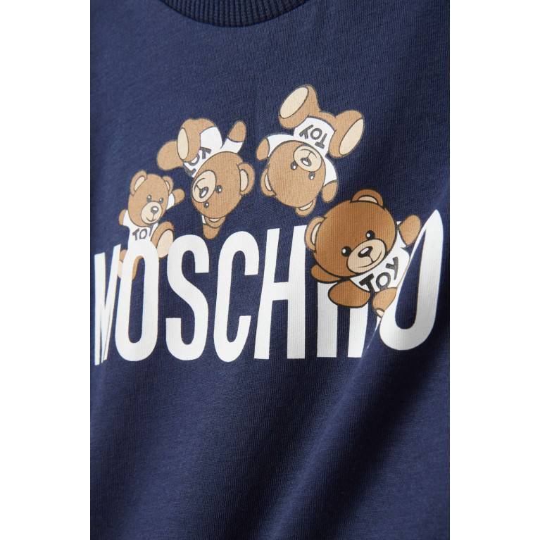 Moschino - Teddy Bear Print T-Shirt in Cotton Blue