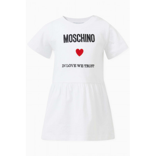 Moschino - Logo Dress in Cotton White