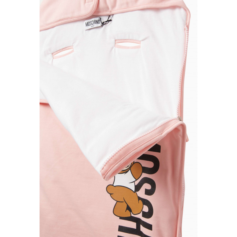 Moschino - Teddy Bear Print Sleeping Bag in Cotton Blend Pink