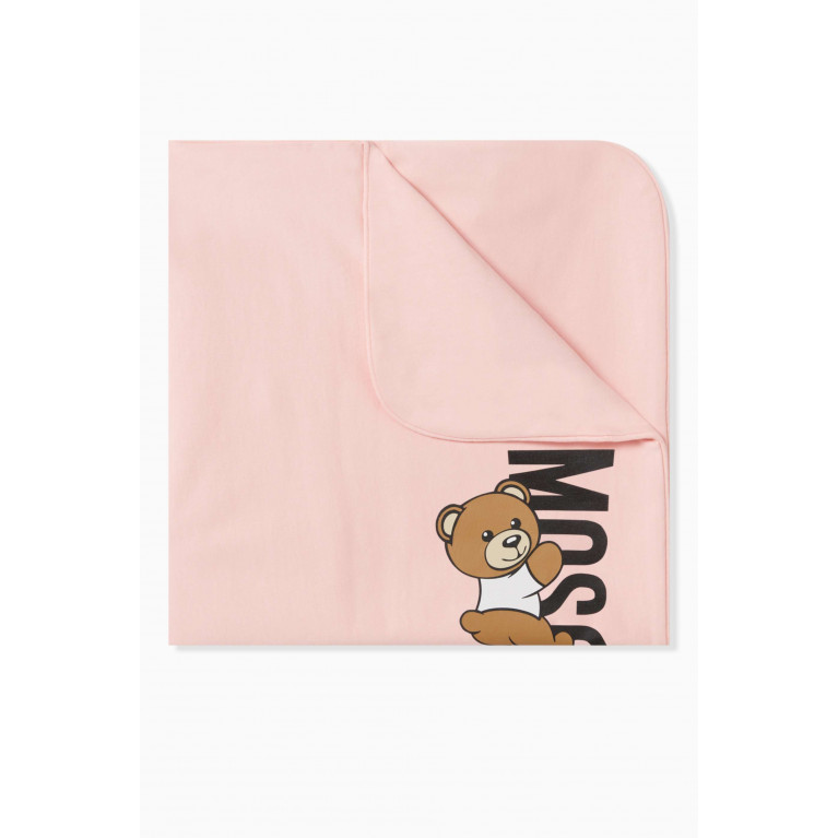 Moschino - Teddy Bear Print Blanket in Cotton Pink