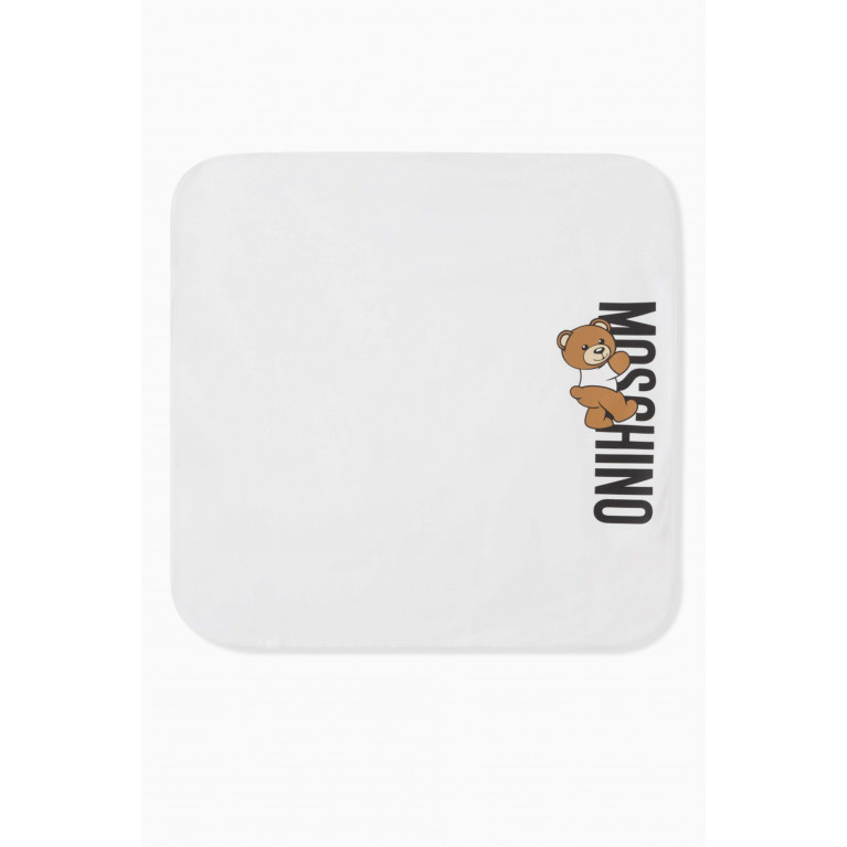 Moschino - Teddy Bear Print Blanket in Cotton White