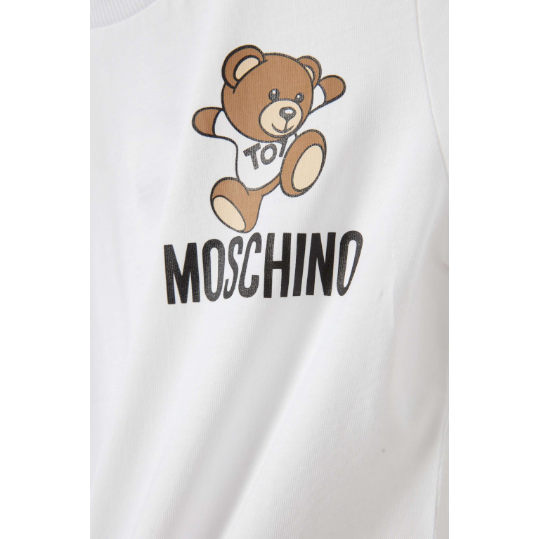 Moschino - Signature Teddy Bear Print T-Shirt in Cotton White