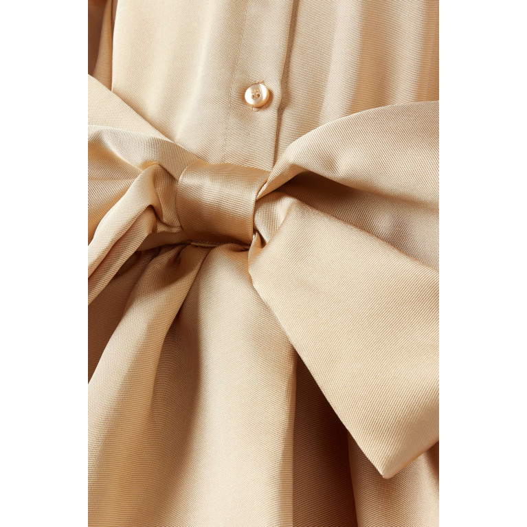 Caroline Bosmans - Bow-detail Ruffled Dress Brown