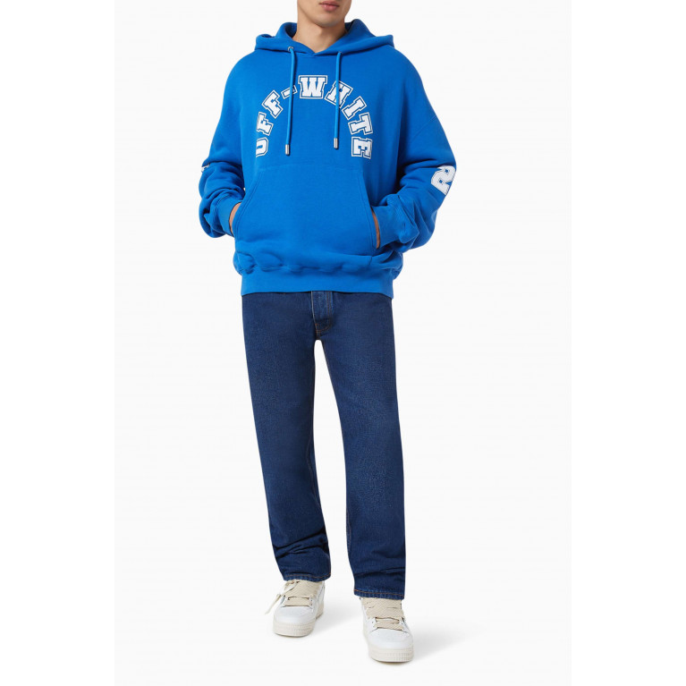 Off-White - Football Oversized Hoodie in Cotton Jersey Blue