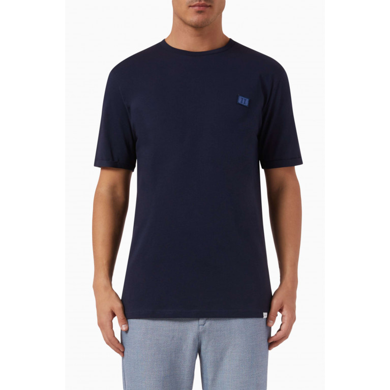Les Deux - Piece Logo T-shirt in Cotton Blue