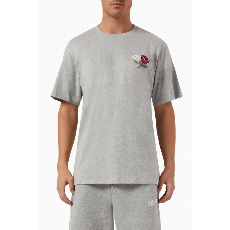 Les Deux - Felipe Embroidered T-shirt in Cotton Grey