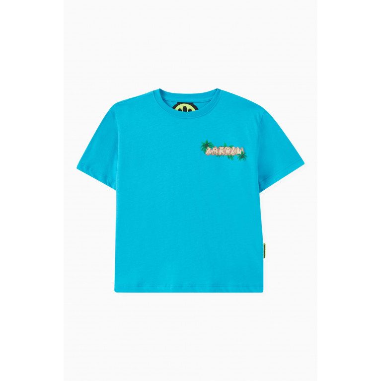 Barrow - Graphic Logo T-shirt in Cotton Jersey Blue