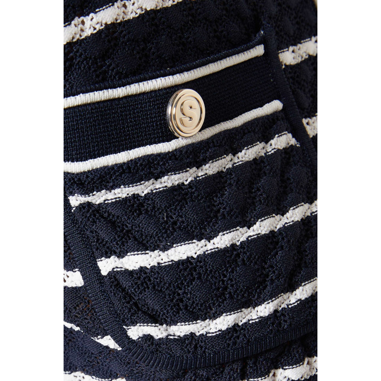 Sandro - Striped Cropped Coatigan in Knit