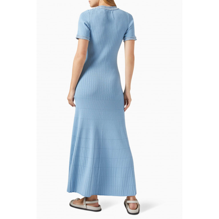 Sandro - Alecia Maxi Dress in Knit & Denim Blue