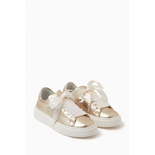 Calvin Klein - Logo Lace-up Sneakers in Metallic-leather
