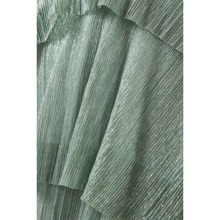 Maje - Ruffled Midi Dress in Metallic-lurex