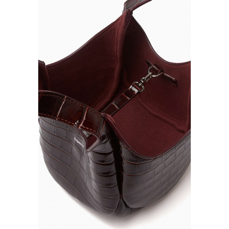 Coperni - Mini Bucket Swipe Bag in Croc-embossed leather Brown