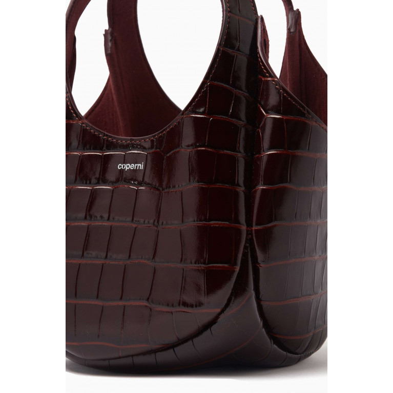 Coperni - Mini Bucket Swipe Bag in Croc-embossed leather Brown