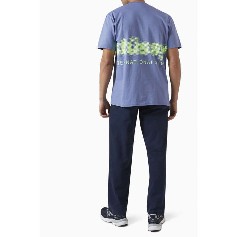 Stussy - Blurred Logo T-Shirt in Cotton Blue