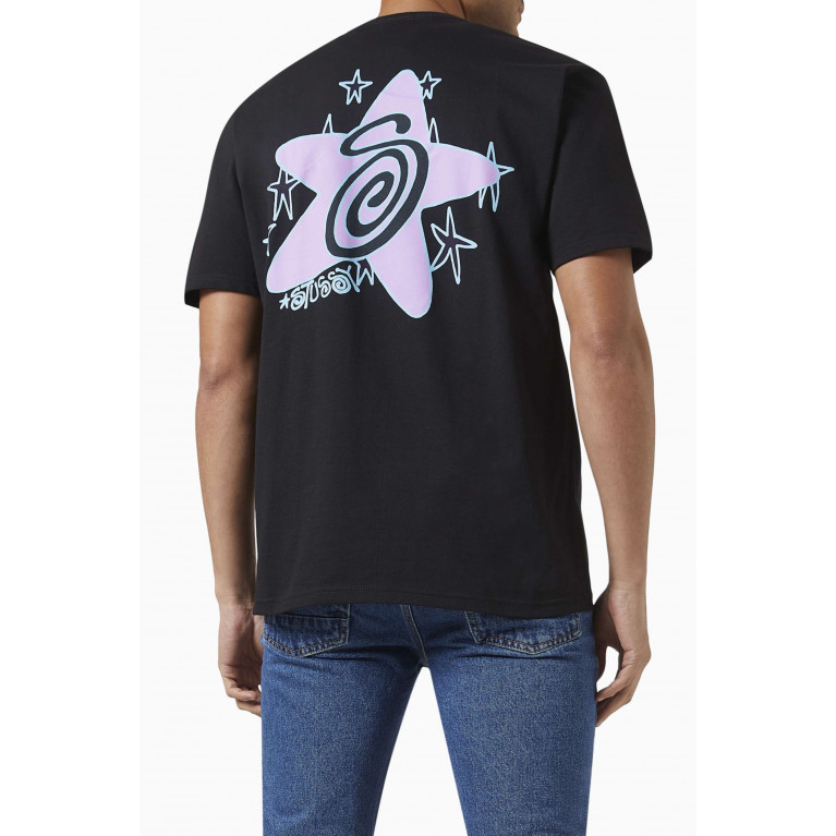 Stussy - Galaxy Print T-Shirt in Cotton Black