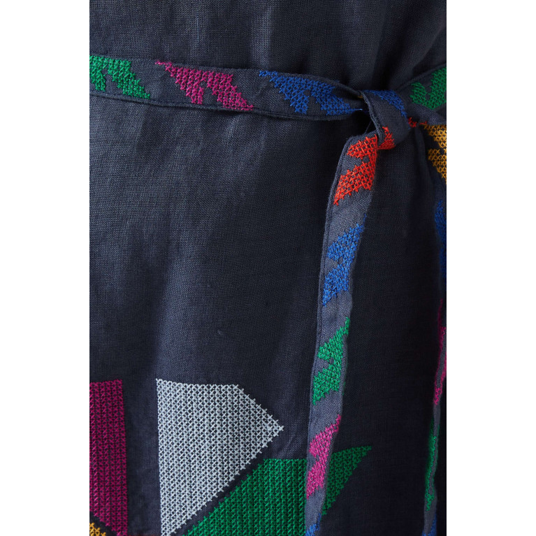 Kori - Aeolis Belt Maxi Dress in Linen Blue
