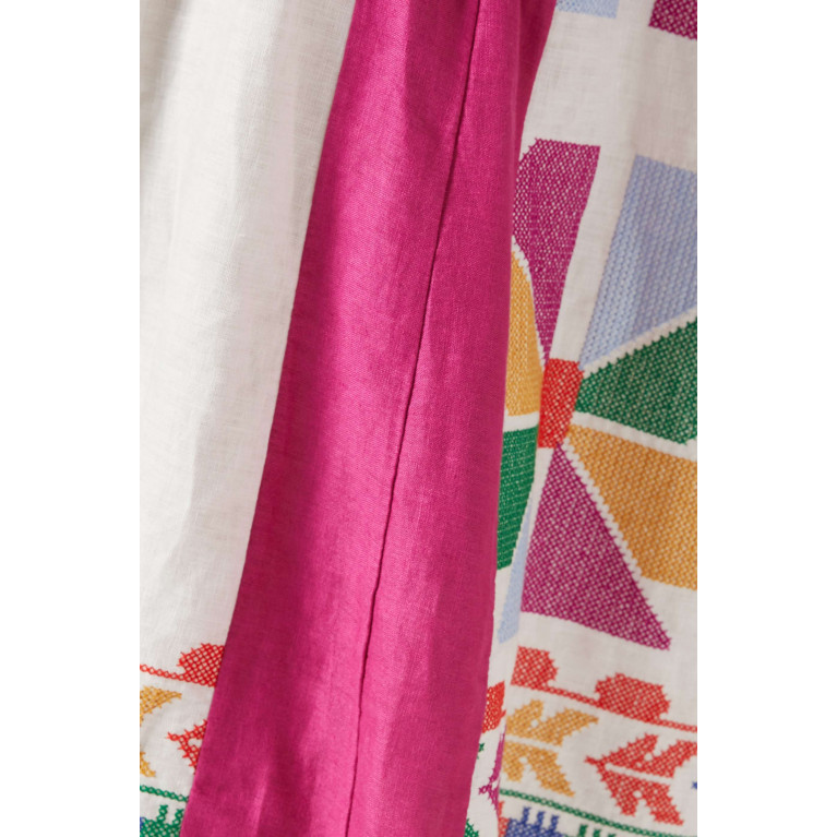 Kori - Embroidered Aeolis Mini Dress in Linen