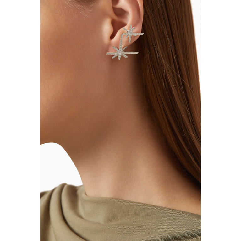 Samra - Daw Stud and Motif Earrings in 18kt White Gold