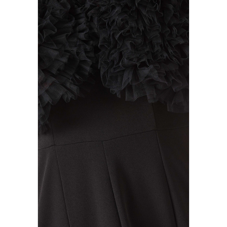 Amri - Ruffled Cape Maxi Dress Black