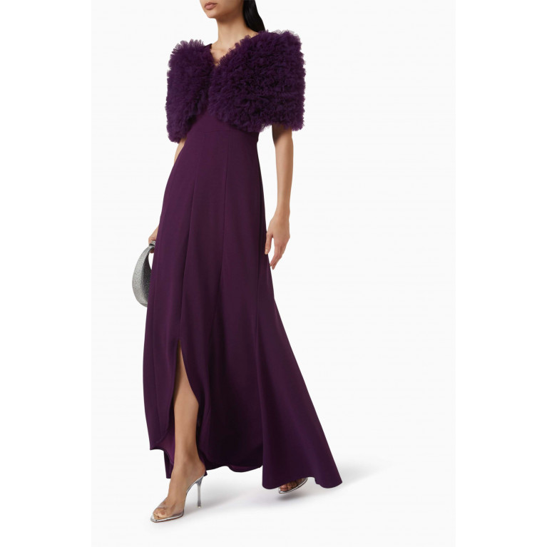 Amri - Ruffled Cape Maxi Dress Purple