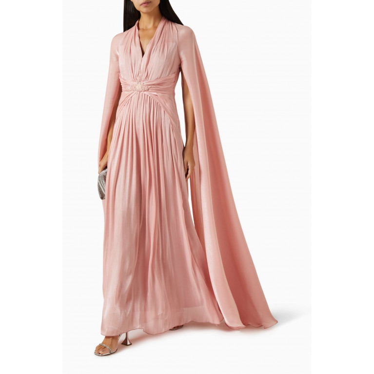 NASS - Draped Cape Maxi Dress Pink
