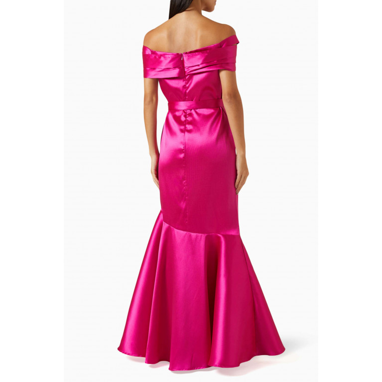 NASS - 3D Floral Applique Maxi Dress in Satin Pink