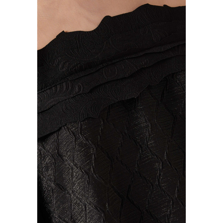 NASS - Bardot Maxi Dress in Textured Jacquard Black