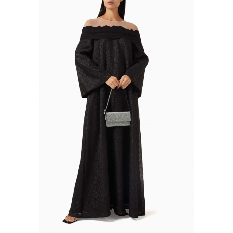 NASS - Bardot Maxi Dress in Textured Jacquard Black