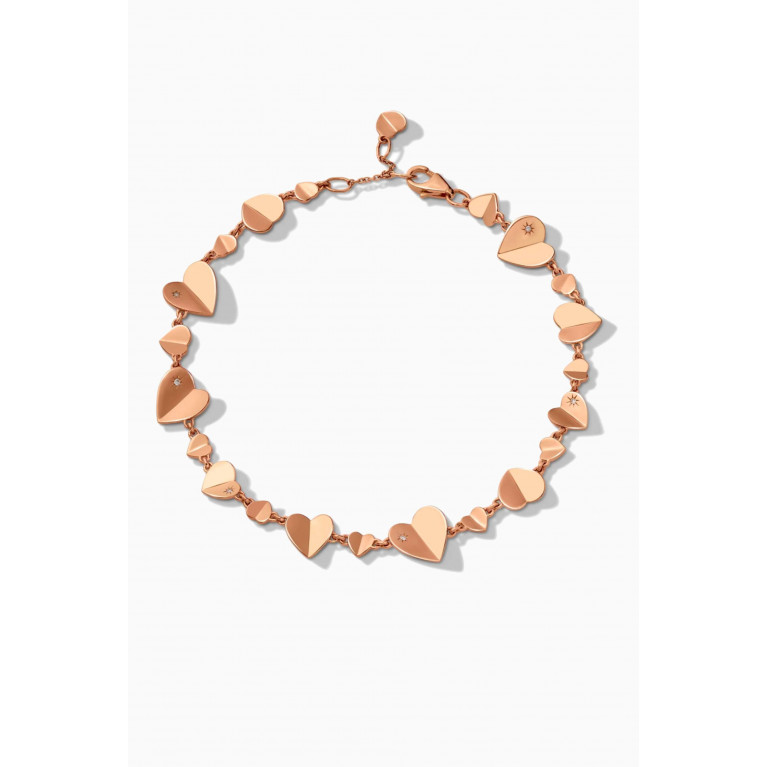 Gafla - Hiam Gafla Heart Diamond Bracelet in 18kt Rose Gold