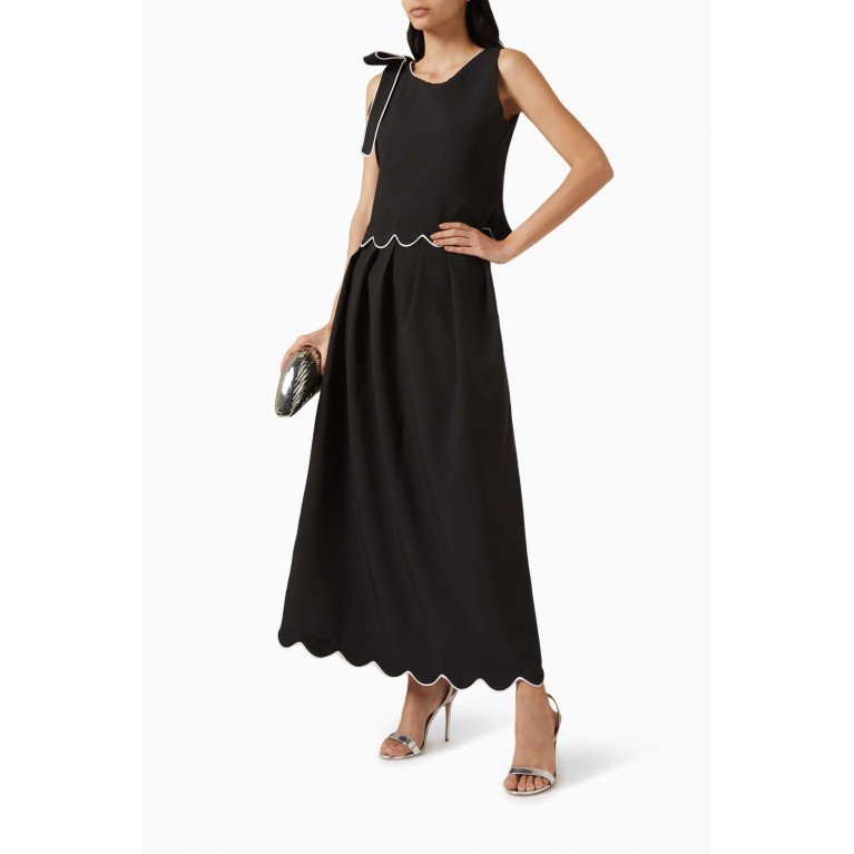 Serrb - Pleated Scallop Maxi Skirt in Cotton