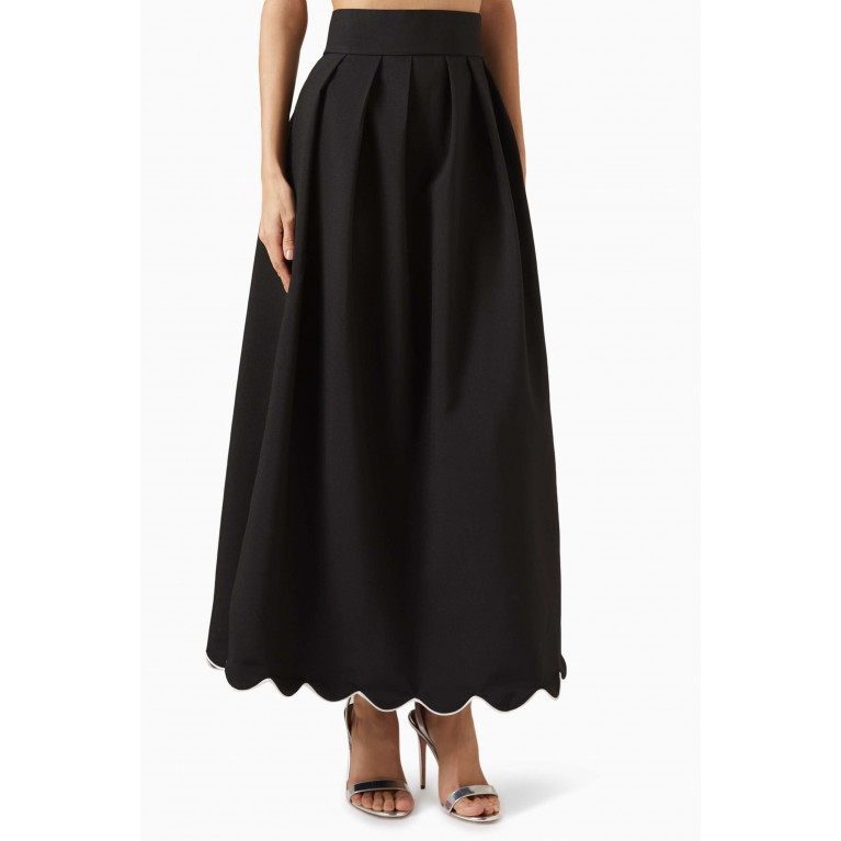 Serrb - Pleated Scallop Maxi Skirt in Cotton