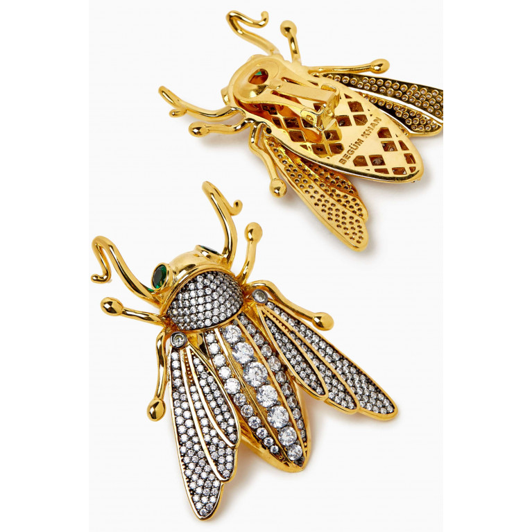 Begum Khan - Bee Earrings in 24kt Gold-plated Bronze