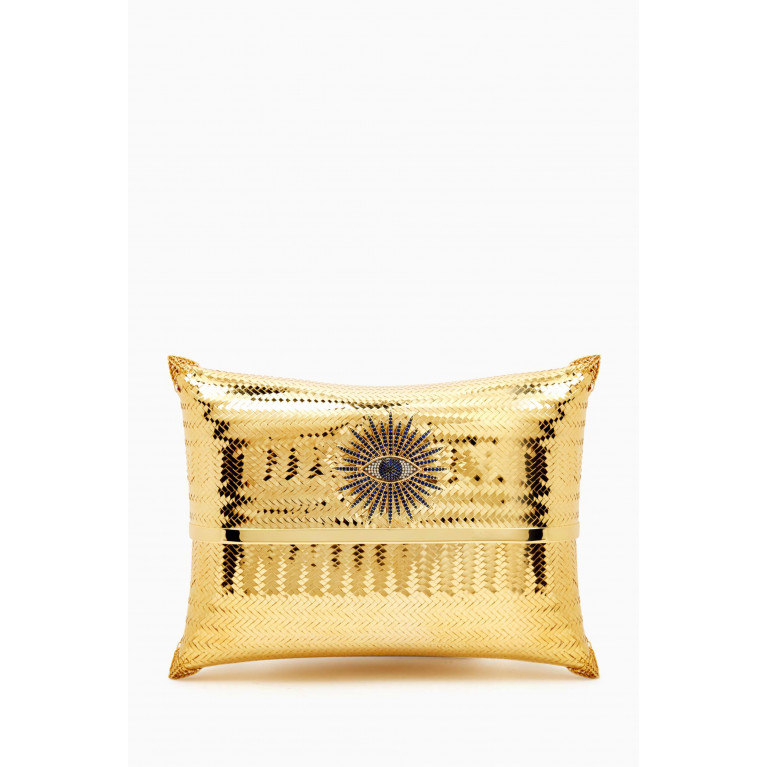 Begum Khan - Eye Of The Sun Evening Bag in 24kt Gold-plated Brass