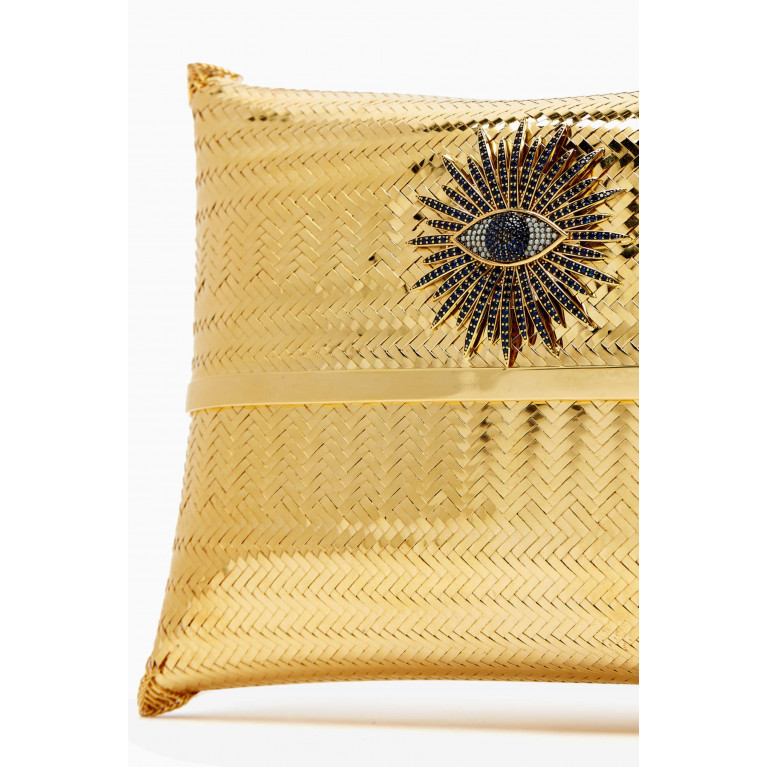 Begum Khan - Eye Of The Sun Evening Bag in 24kt Gold-plated Brass