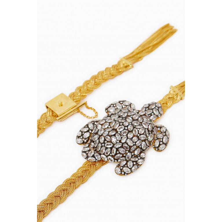 Begum Khan - Tartaruga Crystal Belt in 24kt Gold-plated Brass