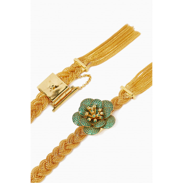 Begum Khan - Carnation Crystal Belt in 24kt Gold-plated Brass