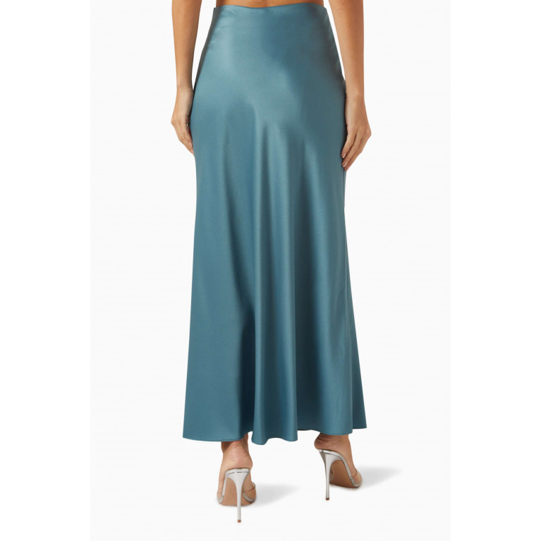 Mimya - Slip-on Midi Skirt in Satin Blue