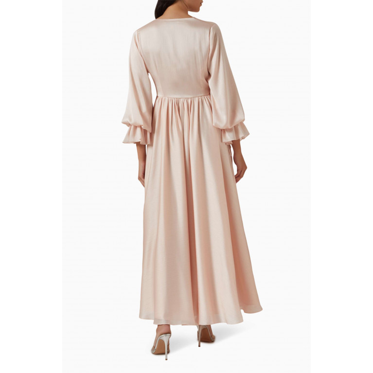 Moonoir - Gem-embellished Wrap Midi Dress in Crepe