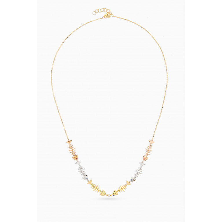 Kamushki - Wishbone 6-piece Necklace in 18kt White Gold