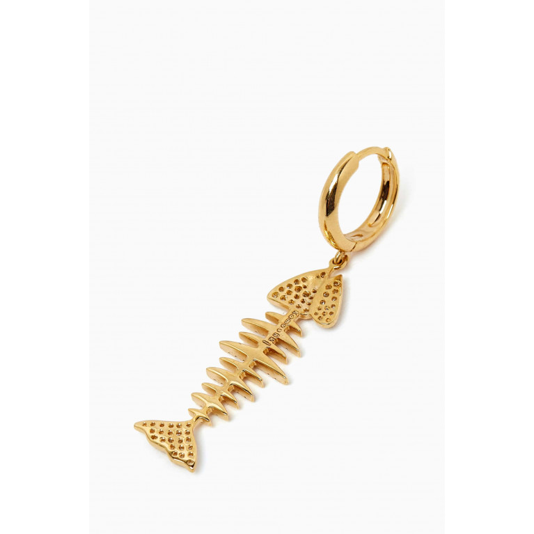 Kamushki - Wishbone Hoop Drop Big Single Earring in 18kt Yellow Gold