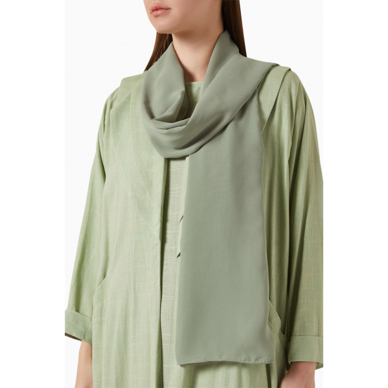 Beige Collection - Layered-collar Abaya Set Green