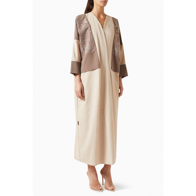 Beige Collection - Contrast Embroidered Panel Abaya