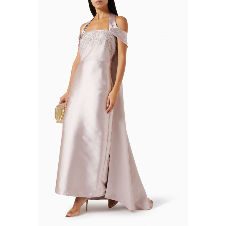 Alize - Crystal-embellished Cape Dress in Satin