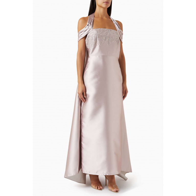 Alize - Crystal-embellished Cape Dress in Satin