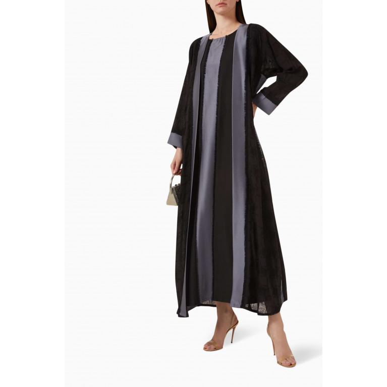 By Amal - Fringed Abaya Set in Printed Linen