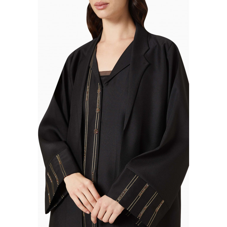 Rauaa Official - Double-layer Collar Embroidered Abaya in Soft Tafetta