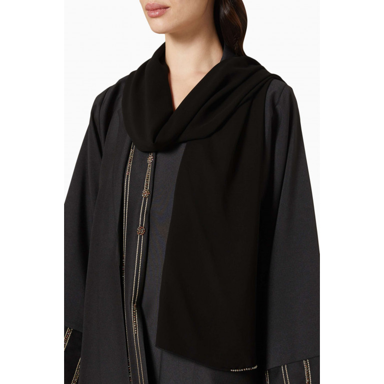 Rauaa Official - Double-layer Collar Embroidered Abaya in Soft Tafetta