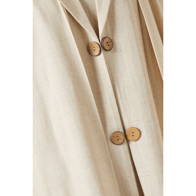 Rauaa Official - Open-collar Button Coat Abaya with Inner Dress Neutral