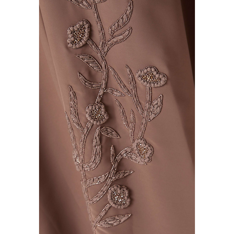 Rauaa Official - 3D Thread & Bead Embellished Abaya Neutral